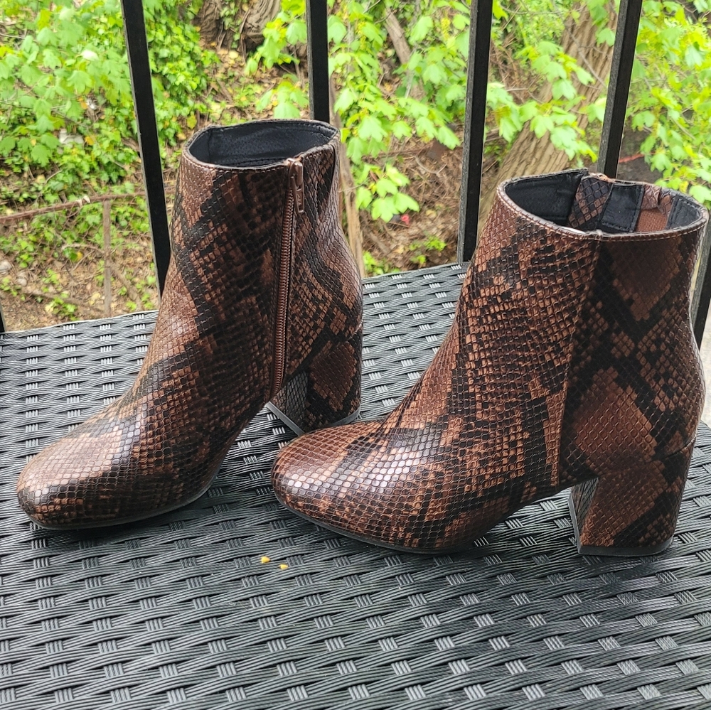 Snake Print Faux Leather Booties